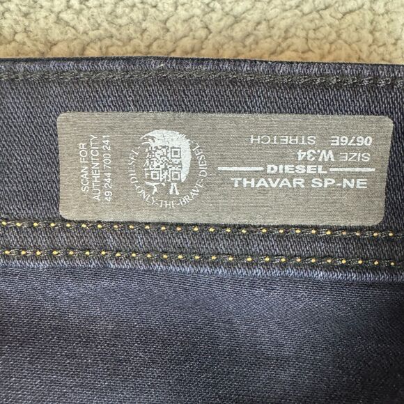 Diesel Men's Skinny Jeans - Dark Blue with Black Patch - Picture 9 of 15